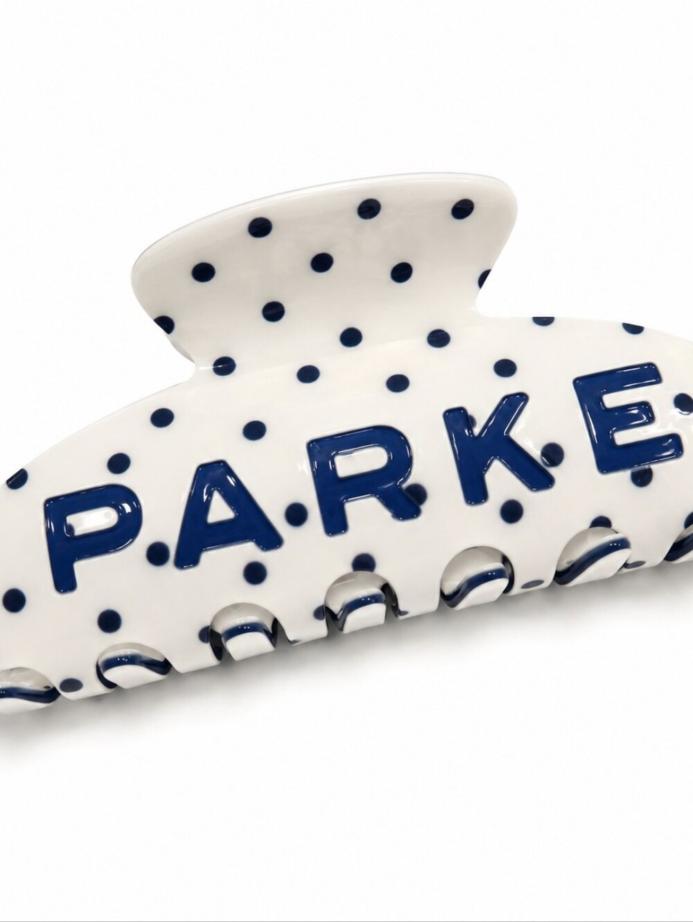 Parke Sold Out  White Polka Dot Claw Clip + Bag